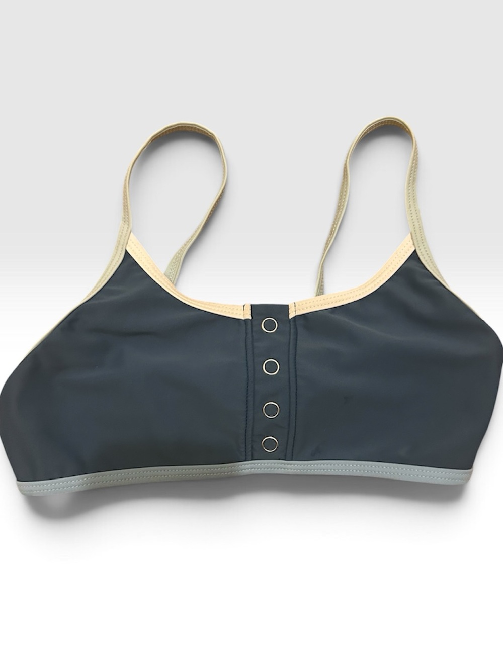Damsel Tillys Navy Blue Bikini Top Size 12 Grommet Bralette Y2K Swim